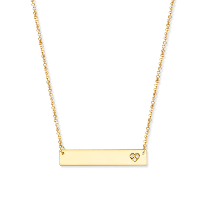 Engravable Petite Name Bar with Diamond Heart