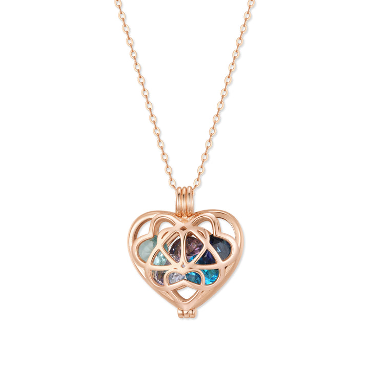 Custom Interlocking Hearts Round Birthstone Locket