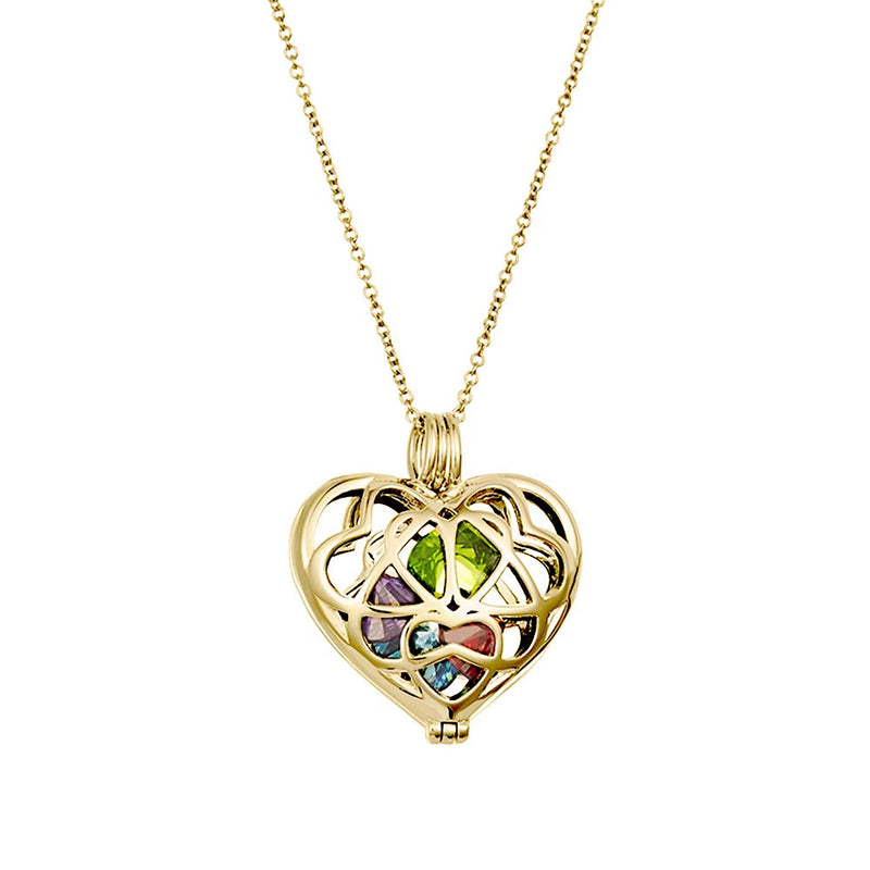 Gold Interlocking Hearts 6mm Round Birthstone Locket