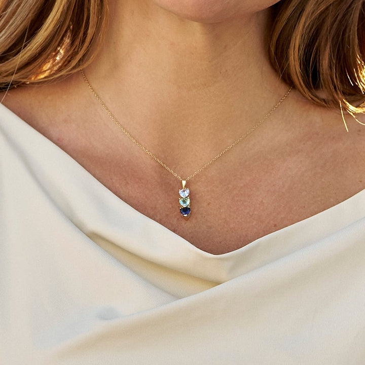 Custom Heart Drop Birthstone Necklace