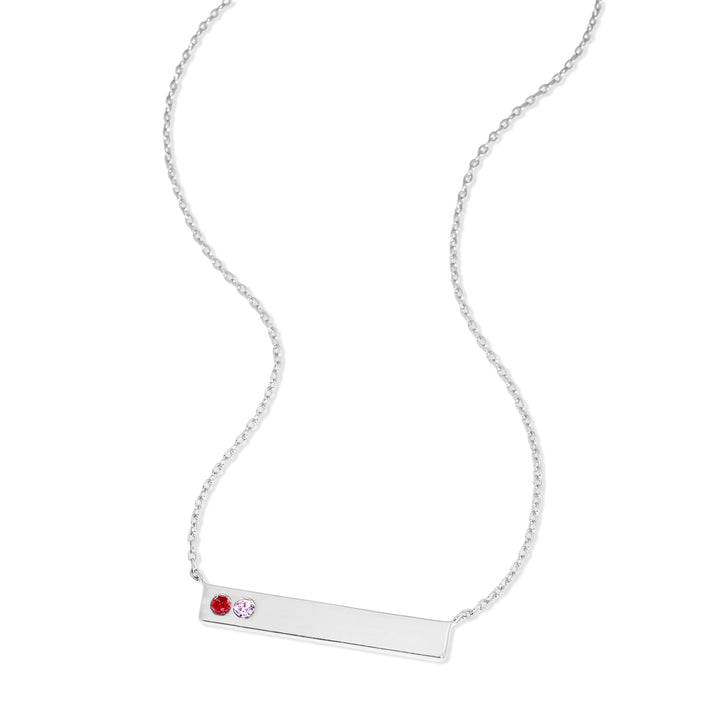 2 Stone Birthstone Silver Bar Necklace