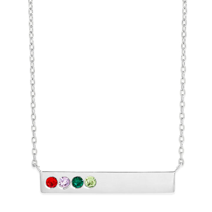 4 Stone Birthstone Silver Bar Necklace