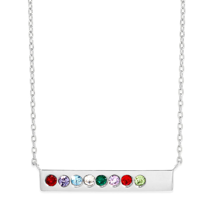 8 Stone Birthstone Silver Bar Necklace