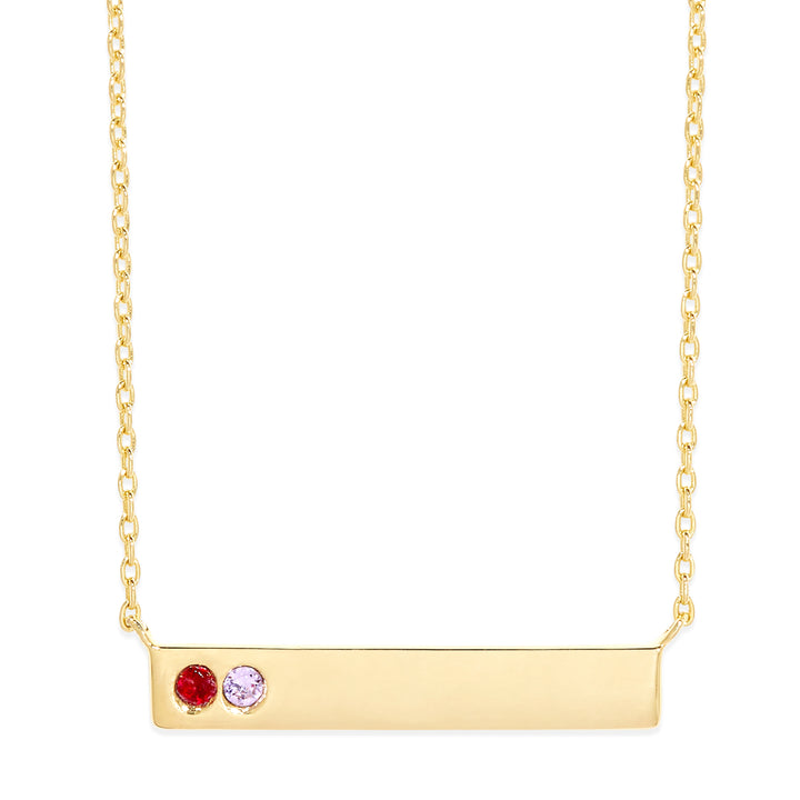 2 Stone Birthstone Gold Bar Necklace