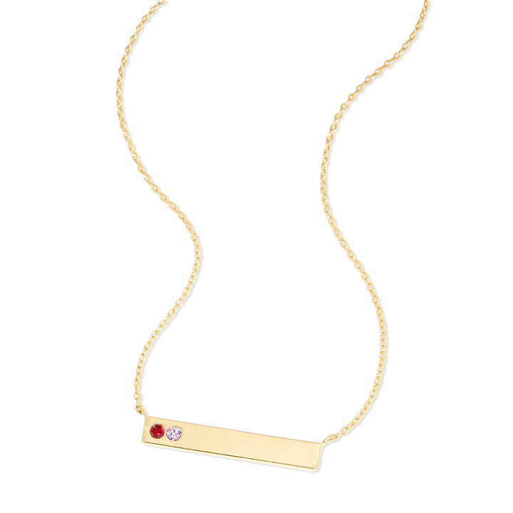 2 Stone Birthstone Gold Bar Necklace