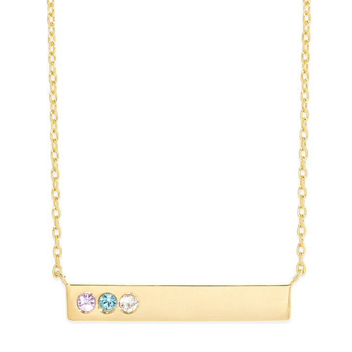 3 Stone Birthstone Gold Bar Necklace