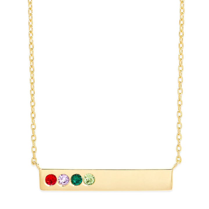 4 Stone Birthstone Gold Bar Necklace