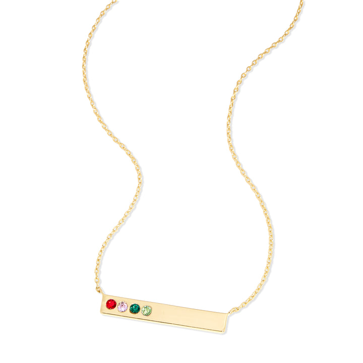 4 Stone Birthstone Gold Bar Necklace