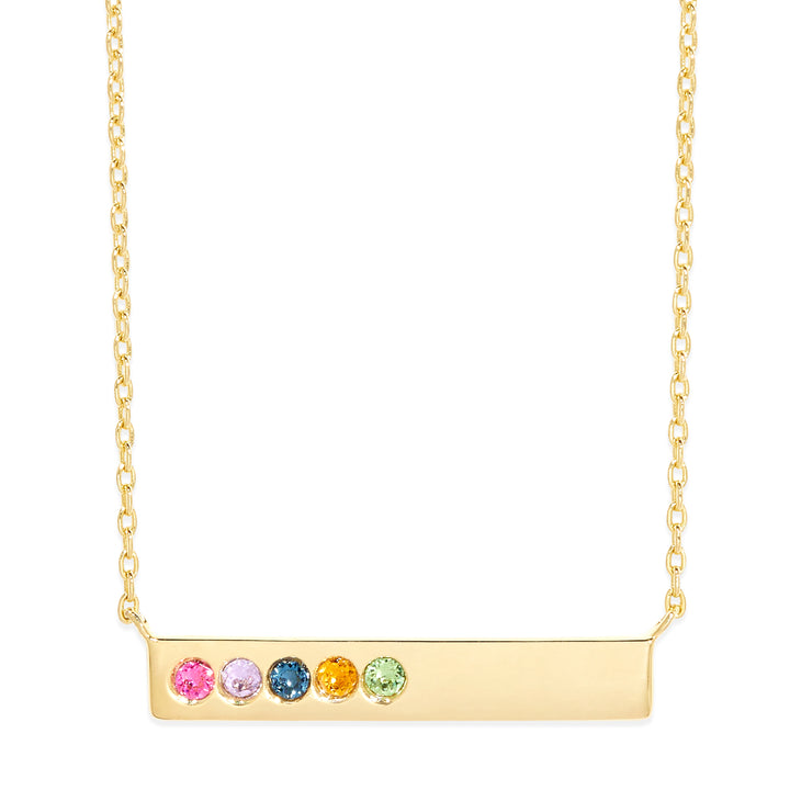 5 Stone Birthstone Gold Bar Necklace