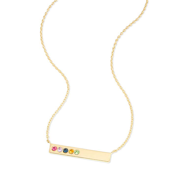 5 Stone Birthstone Gold Bar Necklace