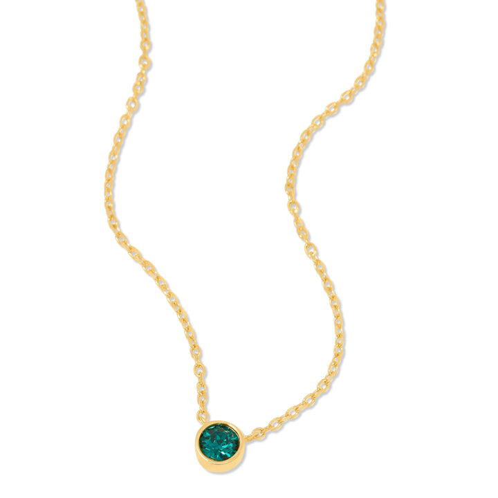 Custom Birthstone Bezel Set Gold Necklace