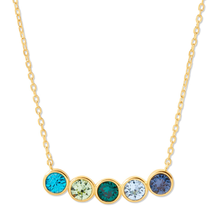 5 Stone Birthstone Bezel Set Gold Necklace