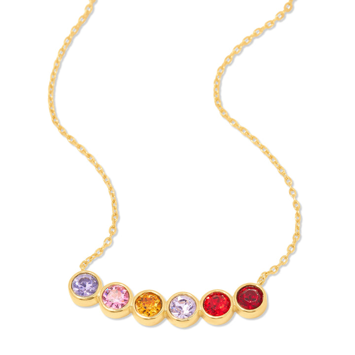 6 Stone Birthstone Bezel Set Gold Necklace