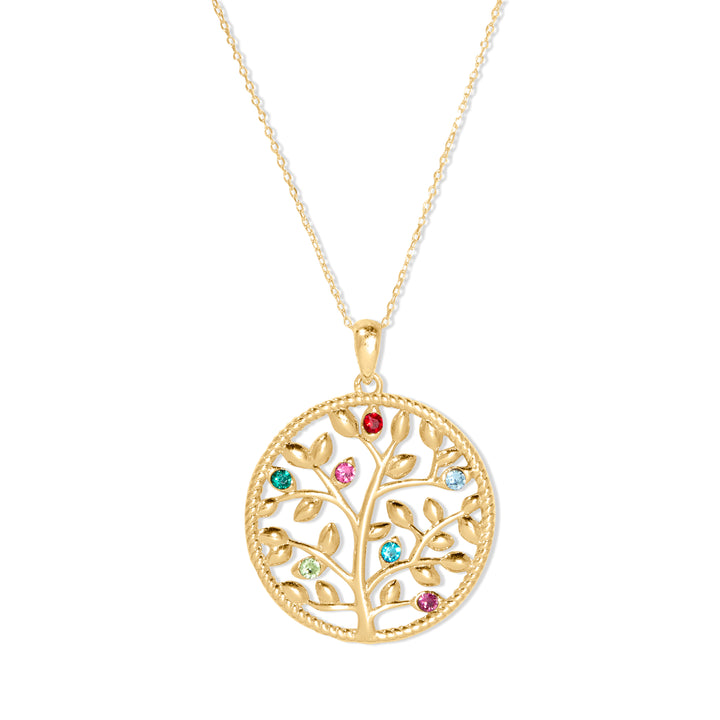 7 Stone Custom Birthstone Gold Family Tree Necklace