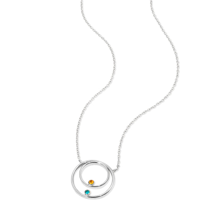 Mother and Child Two Birthstone Circle Necklace