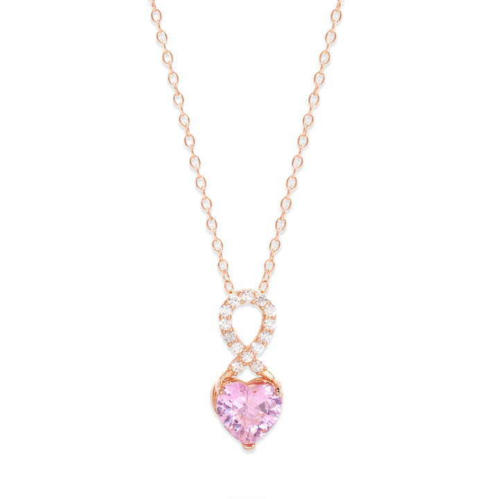 Infinity Custom Heart Birthstone Rose Gold Necklace