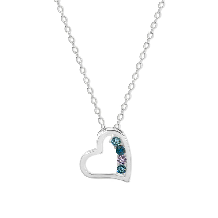 4 Stone Silver Petite Heart Birthstone Pendant