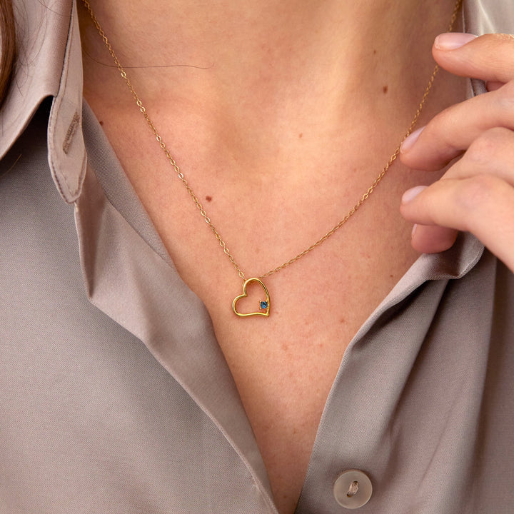 Custom Gold Petite Heart Birthstone Pendant