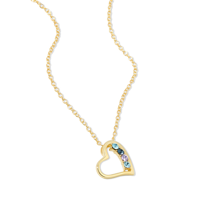 4 Stone Gold Petite Heart Birthstone Pendant