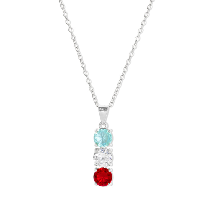 3 Stone Silver Birthstone Pendant