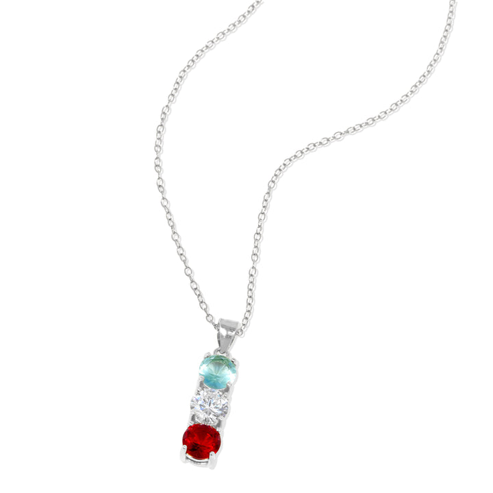 3 Stone Silver Birthstone Pendant