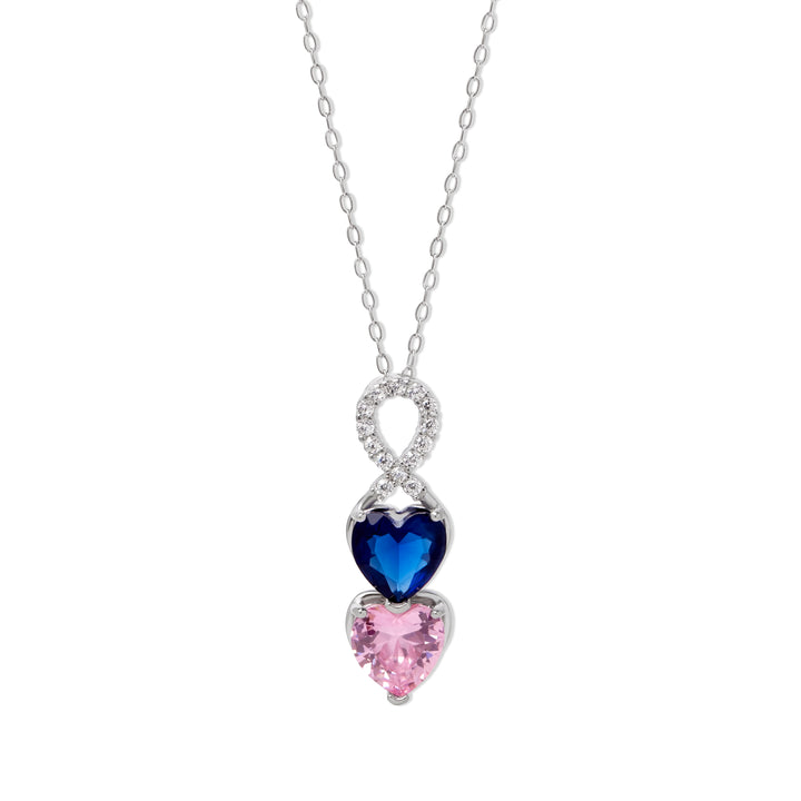 2 Stone Infinity Heart Drop Birthstone Necklace