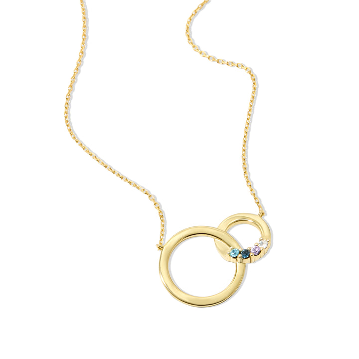 4 Stone Gold Interlocking Circle Eternity Birthstone Necklace