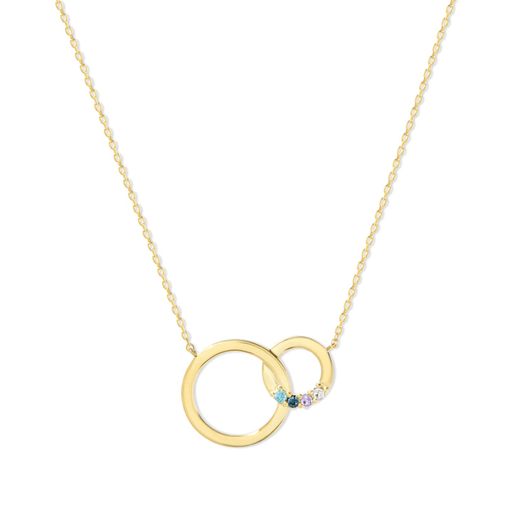 4 Stone Gold Interlocking Circle Eternity Birthstone Necklace