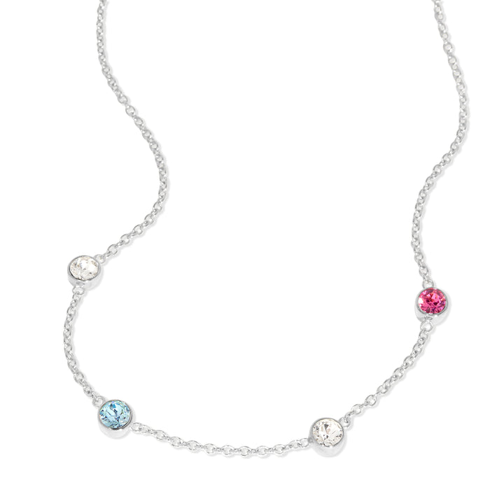 Four Stone Floating Bezel Set Birthstone Necklace