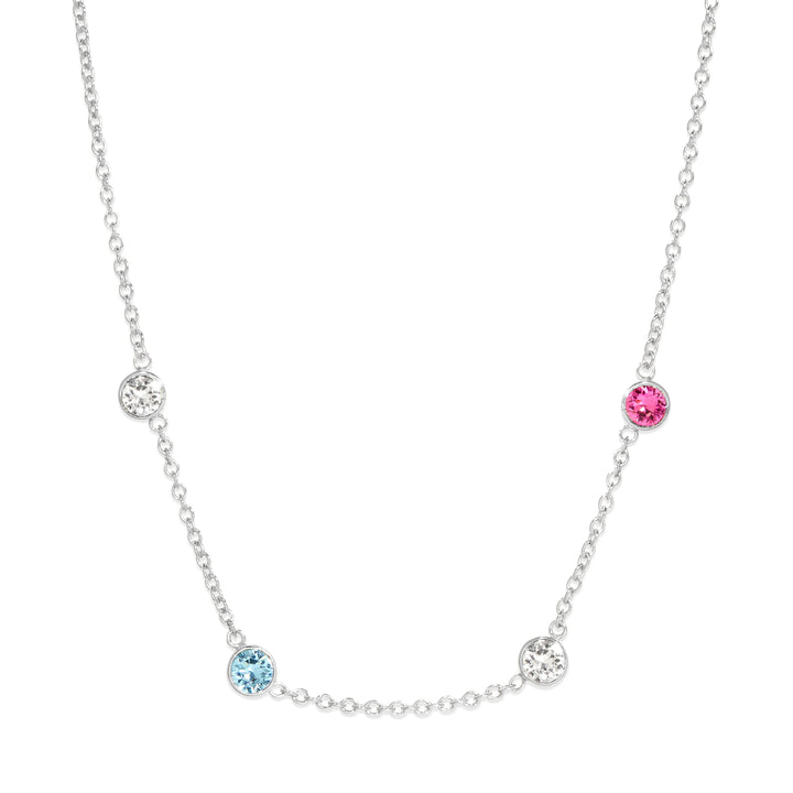 Four Stone Floating Bezel Set Birthstone Necklace