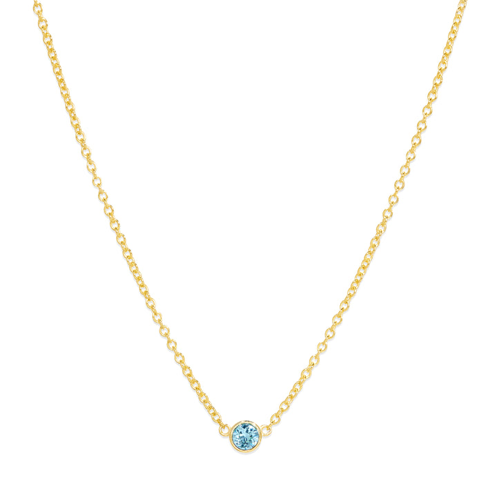 Custom Floating Bezel Set Gold Birthstone Necklace