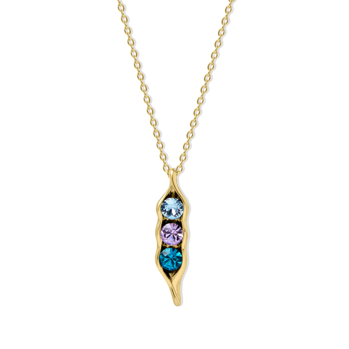 Three Birthstone Peas in a Pod Gold Necklace