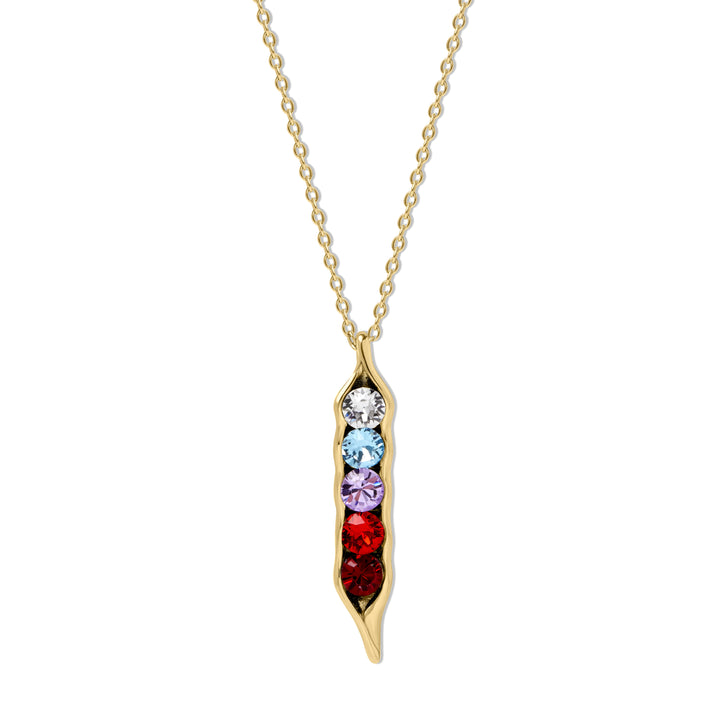 Five Birthstone Peas  in a Pod Gold Necklace