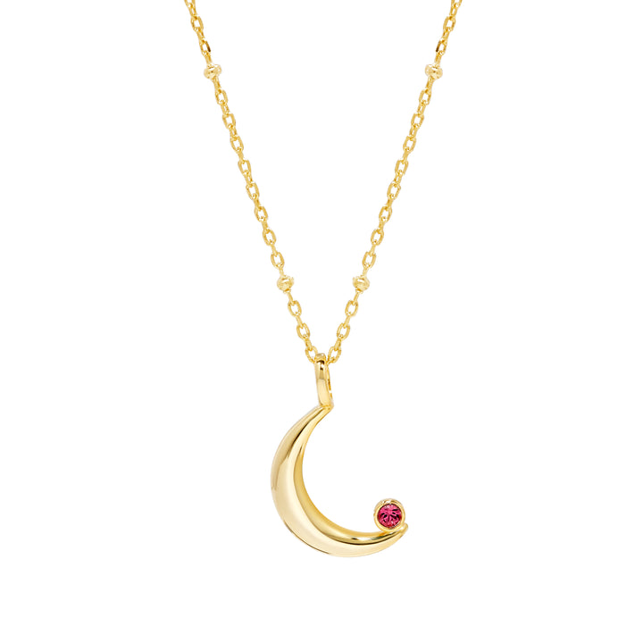 Custom Birthstone Crescent Moon Pendant