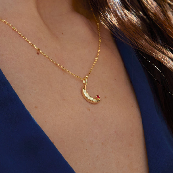 Custom Birthstone Crescent Moon Pendant