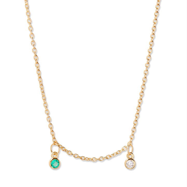 Bezel Birthstone Vermeil Stacking Necklace