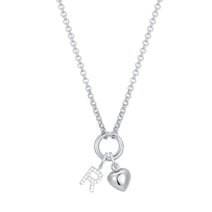 Custom Initial Heart Charm Necklace