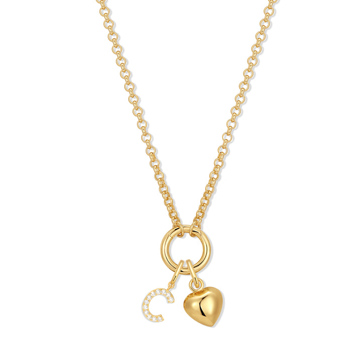 Custom Initial Heart Charm Necklace