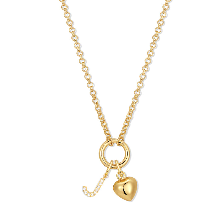 Custom Initial Heart Charm Necklace