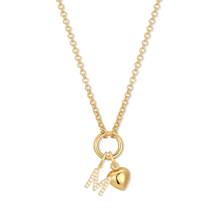 Custom Initial Heart Charm Necklace