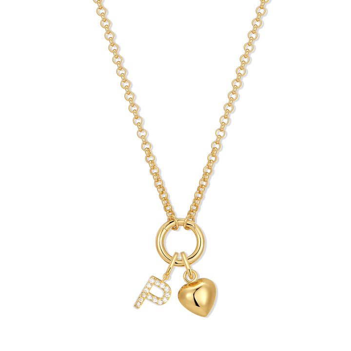 Custom Initial Heart Charm Necklace