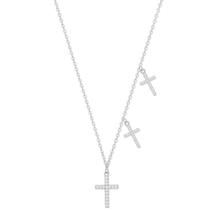 Custom CZ Cross Station Necklace