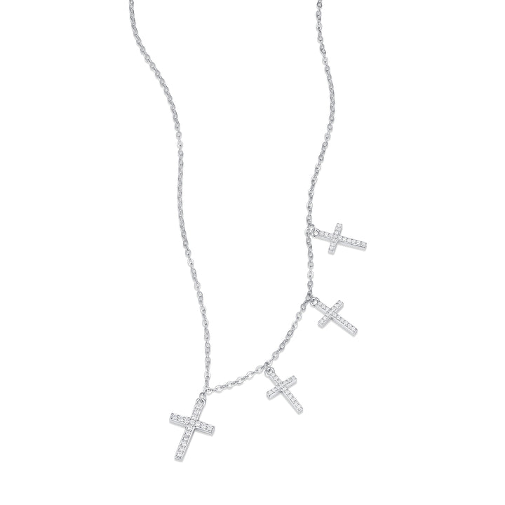 Custom CZ Cross Station Necklace