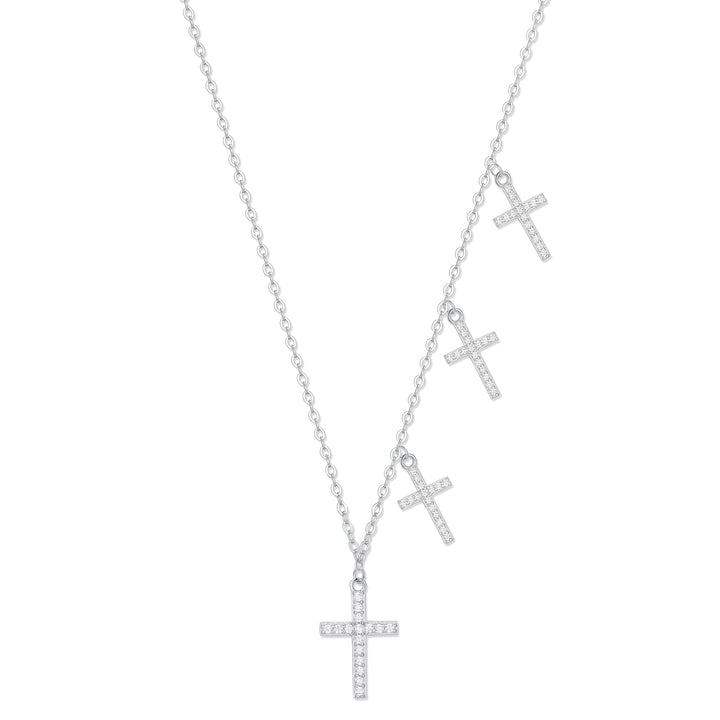 Custom CZ Cross Station Necklace