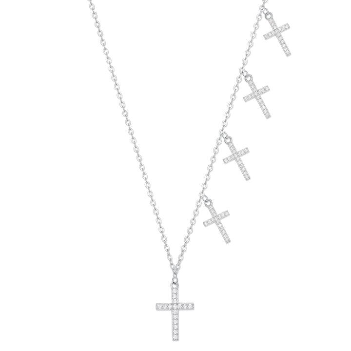 Custom CZ Cross Station Necklace