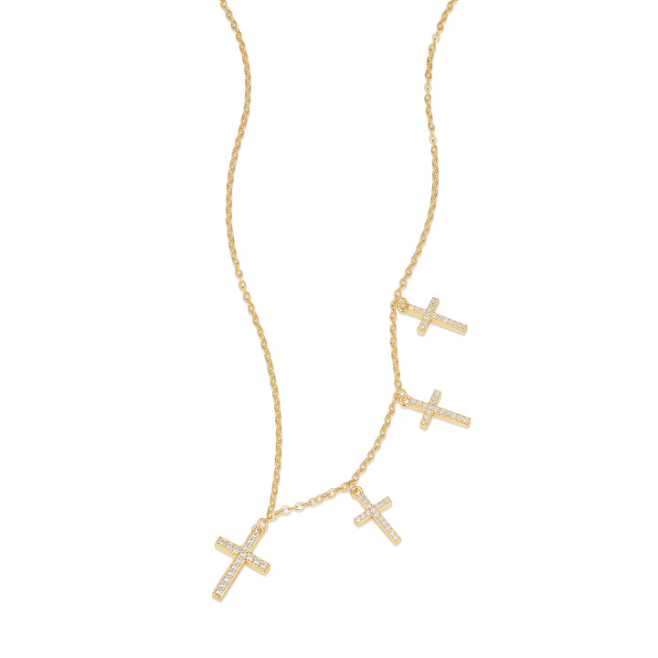 Custom CZ Cross Station Necklace