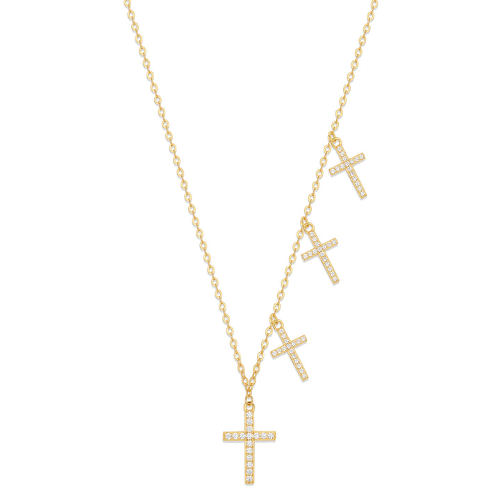 Custom CZ Cross Station Necklace