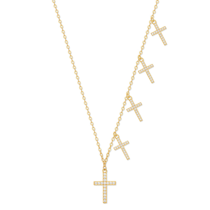 Custom CZ Cross Station Necklace