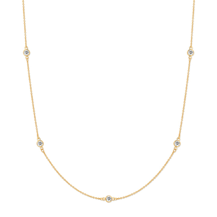 CZ Station Bezel Birthstone Necklace