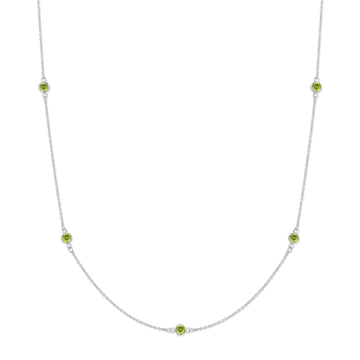 CZ Station Bezel Birthstone Necklace